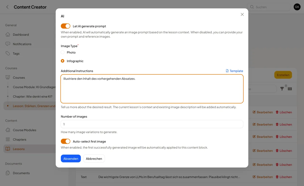 Content Creator - Bildgenerierung
