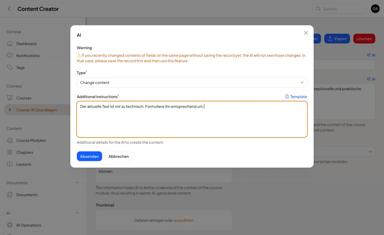 Content Creator - Inhaltsgenerierung